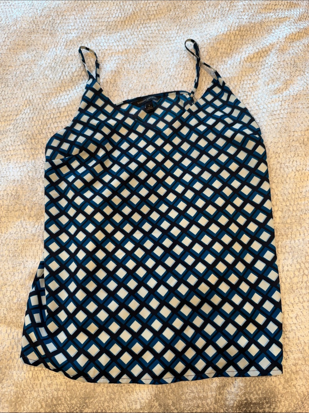 Banana Republic Blue & White Lattice Print Cami